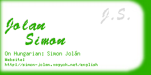 jolan simon business card